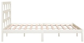 Estrutura de cama 200x200 cm madeira de pinho maciça branco