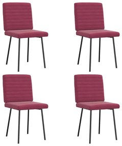 Cadeiras de jantar 4 pcs veludo vermelho tinto