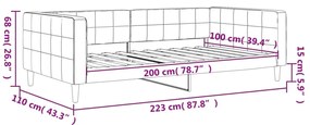 Sofá-cama 100x200 cm veludo azul