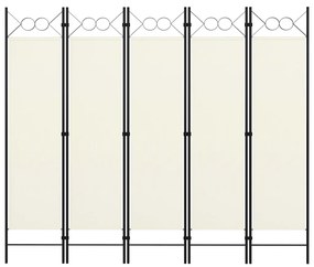 Biombo com 5 Painéis em Tecido Branco Nata - 200x180 cm - Design Moder