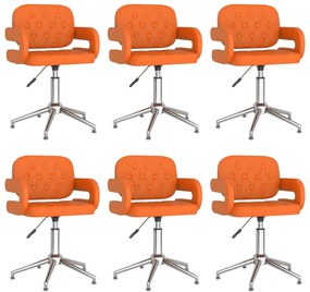 vidaXL Cadeiras de jantar giratórias 6 pcs couro artificial laranja