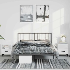 Estrutura de cama em metal com cabeceira 150x200 cm preto