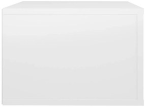 Mesa de cabeceira de parede 50x36x25 cm branco brilhante