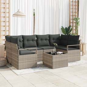 Conjunto de Sofá de Jardim vidaXL com Almofadas Cinzento Claro em Ratt
