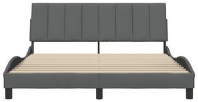 Estrutura de cama sem colchão 160x200 cm tecido cinzento-escuro