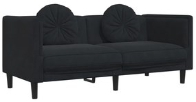 2 pcs conjunto de sofás com almofadas veludo preto
