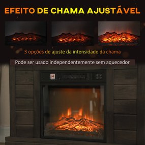 Lareira Elétrica 1800W com Efeito de Chama Realista Controlo Remoto Te