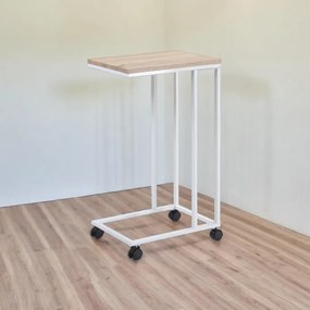Mesa auxiliar com rodas 50 x 35 x 65-70 cm Branco