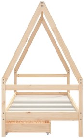 Estrutura de cama infantil c/ gavetas 90x190 cm pinho maciço