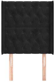 Cabeceira de cama c/ abas veludo 83x16x118/128 cm preto
