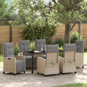 vidaXL Conjunto de Jantar de Jardim com 7 Peças em Rattan Poliéster Bege