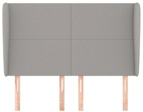 Cabeceira de cama c/ abas tecido 147x23x118/128cm cinza-claro