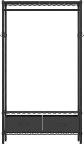 Guarda-roupa com prateleiras em rede design aberto 40 x 90 x 180 cm preto