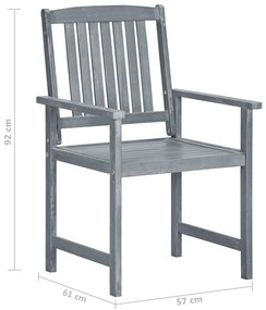 Cadeiras de jardim c/ almofadões 8 pcs acácia maciça cinzento