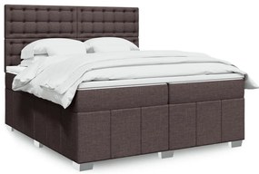 Cama com molas/colchão 200x200 cm tecido castanho-escuro