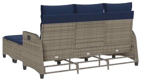 3 pcs conjunto sofás de jardim com almofadões em L vime PE