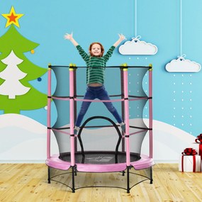 Trampolim para Crianças acima de 3 Anos Cama Elástica Infantil com Rede de Segurança e Estrutura de Aço para Interiores e Exteriores Carga 45kg 140x14