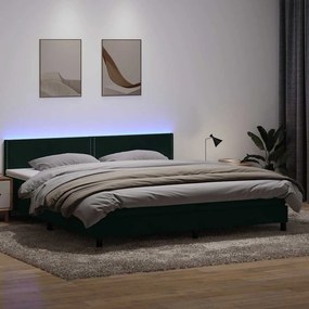 vidaXL Cama box spring c/ colchão e LED 200x210 cm veludo verde-escuro