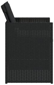 5 pcs conjunto de jantar p/ jardim c/ almofadões vime PE preto