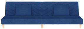 Sofá-cama 2 lugares com duas almofadas tecido azul