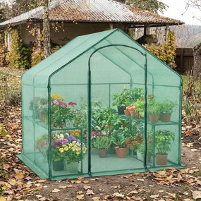 Estufa de jardim em forma de túnel 180 x 100 x 168 cm, impermeável, com porta enrolável e janela coberta em PE, Estrutura metálica para terraço, horta