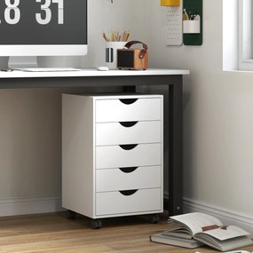 Bloco de Gavetas com Rodas Bloco de Gavetas para Escritório com 5 Gavetas  40x40x67 cm Branco