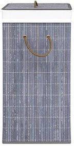 Cesto para roupa suja c/ 2 secções 72 L bambu cinzento