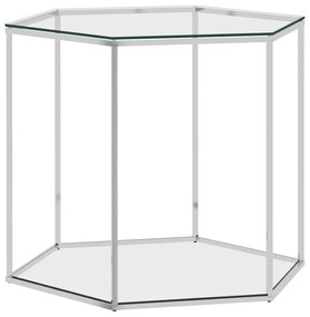 vidaXL Mesa de centro 60x53x50 cm aço inoxidável e vidro prateado