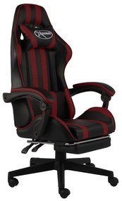 Cadeira corrida c/ apoio pés couro artif. preto/vermelho tinto