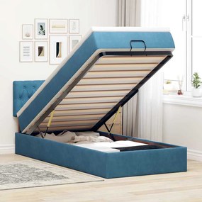 vidaXL Cama otomana com colchão & LEDs 80x200cm veludo azul-escuro