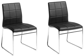 Conjunto de 2 cadeiras em aço inoxidável e pele preta KIRON Beliani