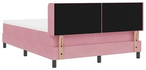 Cama Box Spring com Colchão Rosa 160x200 cm Veludo