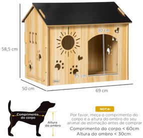 PawHut Casa de Madeira para Cães Pequenos Casa para Animais de Estimaç