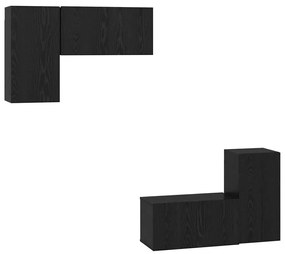 Conjunto de Cabine de TV 4 pcs Carvalho Preto 60 x 30 x 30 cm