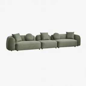 Sofá Modular De 3 Peças Em Chenille Coco Tecido Chenille Verde Sálvia - Sklum