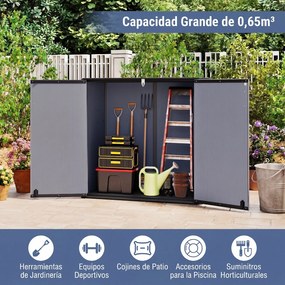 Armário de Arrumação de Jardim, 120 x 65 x 117 cm, Dupla Porta, Cinzento