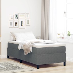 Cama Box Spring com Colchão Cinza Individual Tecido de Veludo