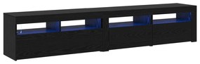 Gabinetes de TV vidaXL 2 pcs com Luzes LED Madeira de Carvalho Preto,