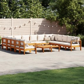 vidaXL 10 pcs conjunto de sofás de jardim com almofadões acácia maciça