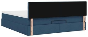 Estrutura de cama otomana com colchão 160x200 cm tecido azul