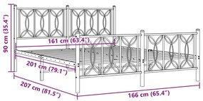 Estrutura de cama com cabeceira e pés 160x200 cm metal preto