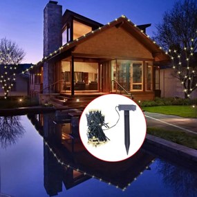 40698 Cordão de luzes LED solar decoração de natal branco quente