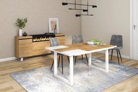 Mesa de sala de jantar | 8 pessoas | 170 | Robusto e estável graças à sua estrutura e pernas sólidas | Ideal para reuniões familiares | Oak e branco |