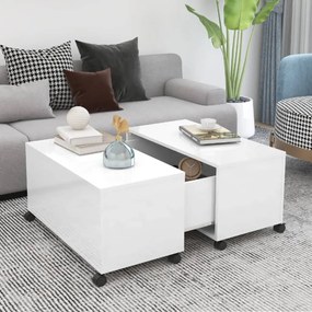 vidaXL Mesa de centro 75x75x38 cm contraplacado branco brilhante
