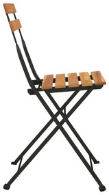 Cadeiras de bistrô dobráveis 2 pcs madeira de teca maciça e aço