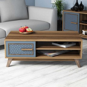 Mesa de Centro Ayla – Azul Nogueira – 105x38,2x60 cm