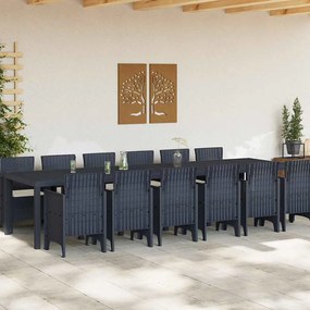 Conjunto de Jantar de Jardim 13 pcs Antracite Grande