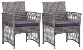 46441 vidaXL Cadeiras de jardim com almofadões 2 pcs vime PE antracite