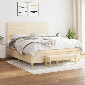 vidaXL Cama com molas/colchão 180x200 cm tecido cor creme