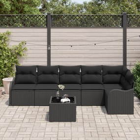 Conjunto de 7 Peças de Sofá de Jardim com Almofadas Rattan Bege, Sofá